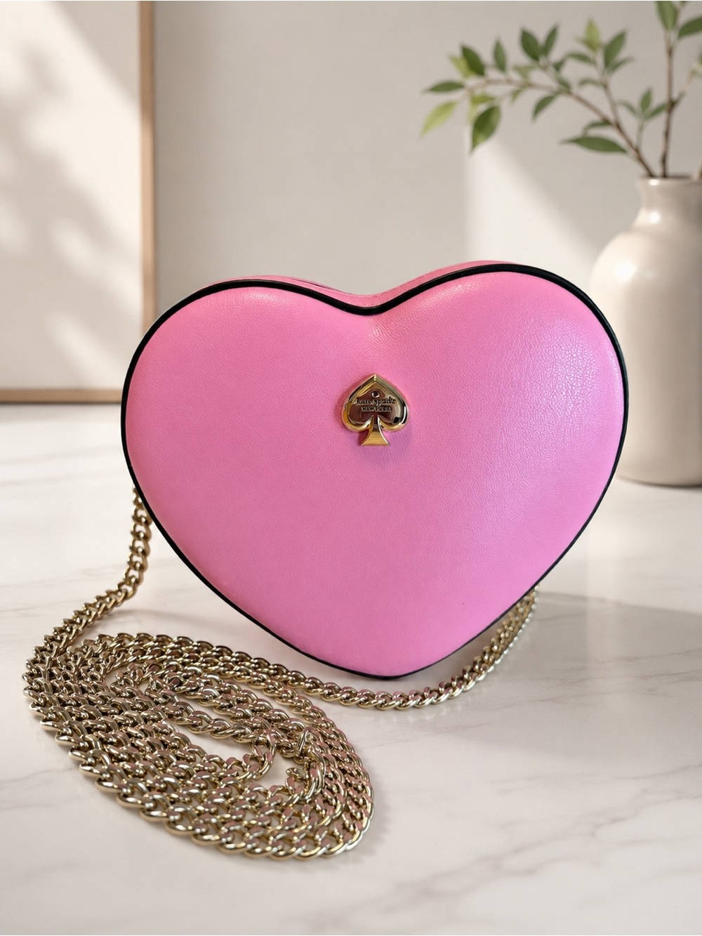 kate spade Pink Heart Mini Crossbody Bag with Gold Chain